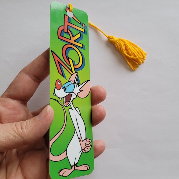 Vintage 90s Pinky Brain Zort! Tassel Bookmark Animaniacs Warner, 1995, KBO-12335 - Picture 2 of 13